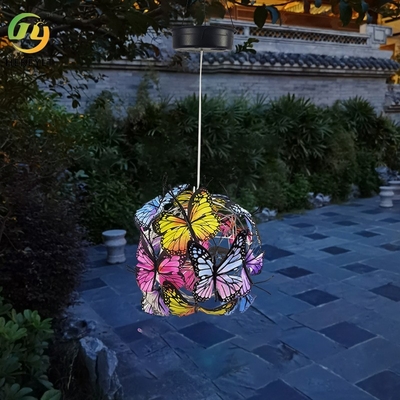 Palla creativa leggera decorativa della farfalla del ferro del giardino solare che appende caduta quadrata dell'atmosfera del paesaggio del giardino all'aperto leggero