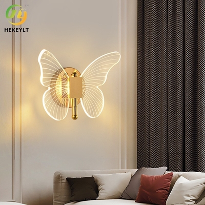 Letto moderno dell'hotel della lampada da parete della farfalla di lusso e luce a tre colori della parete LED della camera da letto TV