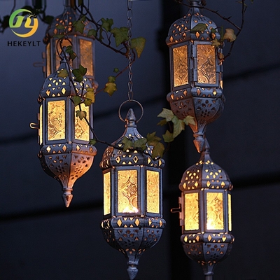Luce di vetro d'attaccatura del pendente di Menorah del marocchino del ferro per la casa di nozze