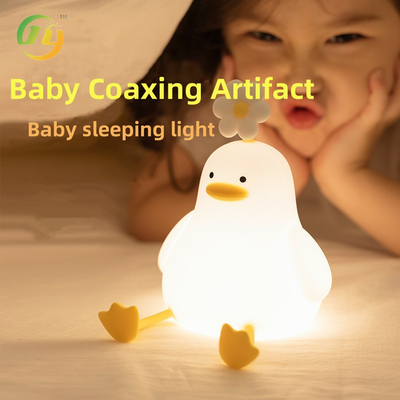 Decorazione camera da letto Kawaii Timer Baby Night Light USB ricaricabile Cute Lampa di anatra silicona Dimmable Flower Antra Night Light