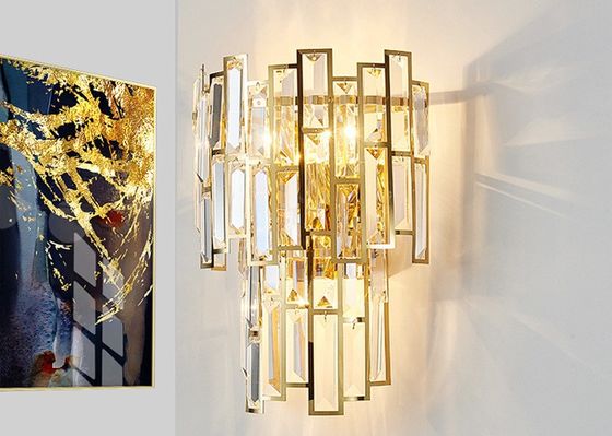 Oro principale lustro dell'interno fissato al muro Crystal Sconce Lights di 230*500mm