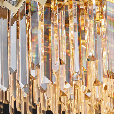 Doppia illuminazione lussuosa del pendente di K9 Crystal Chandelier Fixture Empire Style Chrome di rivestimento della goccia di pioggia moderna di eleganza