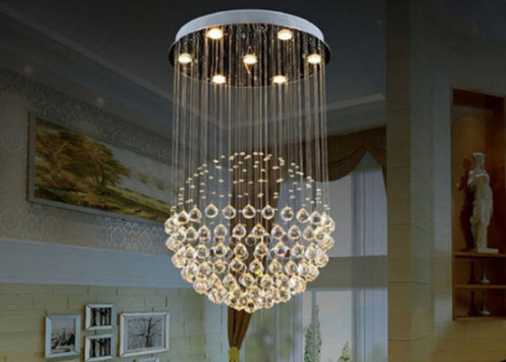 Acciaio inossidabile Crystal Pendant Light For Hotel di goccia nordica di lusso