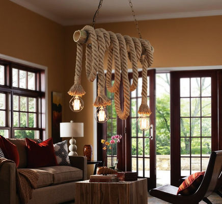 Luce di vetro di bambù del pendente della corda della canapa per i saloni