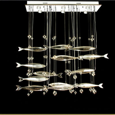 Decorazione domestica a forma di del pesce moderno di vetro d'argento della luce del pendente G4 o di Chrome