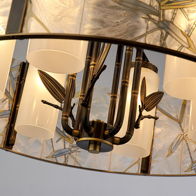 Supporto di rame della lampada di vetro E14 della foglia dello smalto della luce di bambù del candeliere