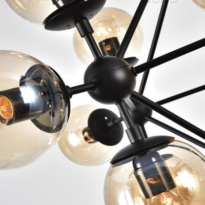 Lampada di pendente moderna di vetro di verniciatura della palla di vetro del nero dell'hardware decorativo dell'interno del cognac