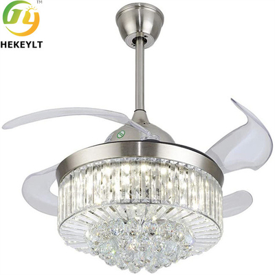50W LED Smart Crystal Ceiling Fan Light Kit con telecomando
