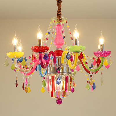 Vetro Crystal Chandelier Colorful Dreaming Lovely Macaron del candeliere della camera da letto dei bambini