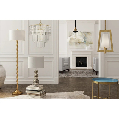 Decorazione moderna tradizionale bianca della lampada di pavimento E26 dell'oro del metallo del tessuto