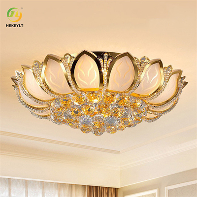 Lampada da soffitto in cristallo a led moderna classica in oro di lusso Base lampadina E14