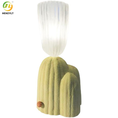 Verde di vetro del resina del fiore del cactus G9 ed e camera da letto di Grey Finish Table Lamp For