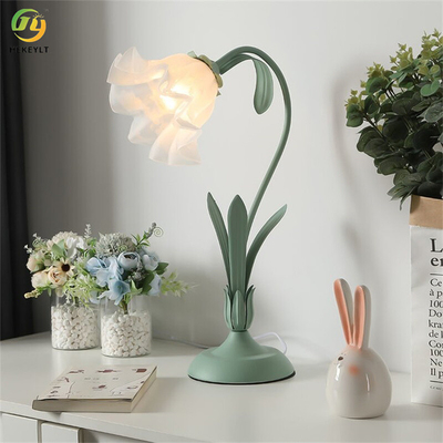 Supporto ceramico della lampada della lampada da tavolo di vetro del fiore di verde E27