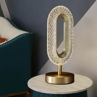 Lampada da tavolo acrilica del metallo LED della camera da letto di comodino dell'oro moderno della lampada