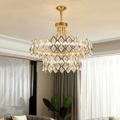 Oro del LED che appende la camera da letto di lusso moderna della stanza di Crystal Glass Chandelier For Living