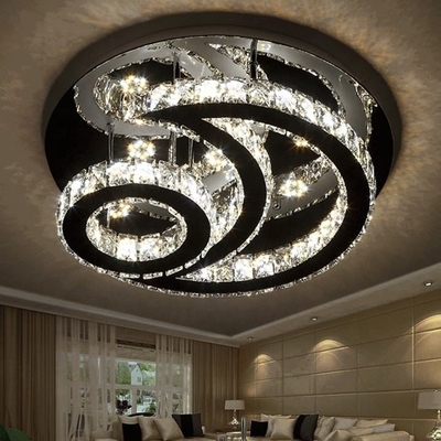 Radura moderna Crystal Round Ceiling Light della plafoniera di lusso di acciaio inossidabile LED