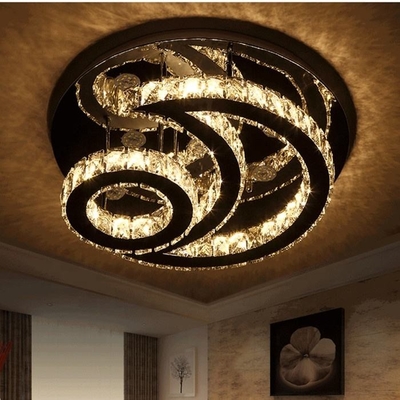 Radura moderna Crystal Round Ceiling Light della plafoniera di lusso di acciaio inossidabile LED