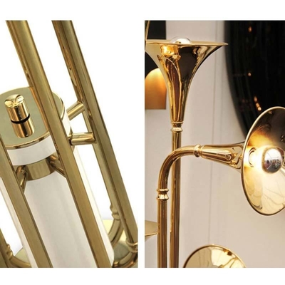 Il salone retro Horn dello strumento della lampada di pavimento dell'oro modella le lampade principali