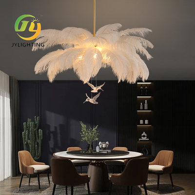 Nordic Creative Luxury Ostrich Feather Bird Pendant Light Moderno Simple Camera da letto lampadario