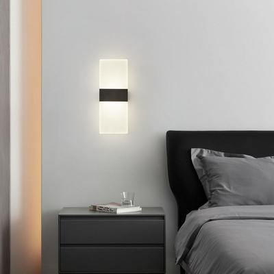 Lampada da parete LED moderna e semplice, rettangolare, trasparente, camera da letto, soggiorno, ristorante, hotel