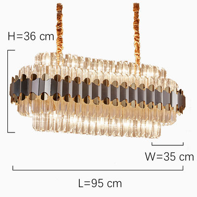Vetro Crystal Pendant Light della goccia di pioggia 240v di larghezza 35cm di lunghezza 95cm