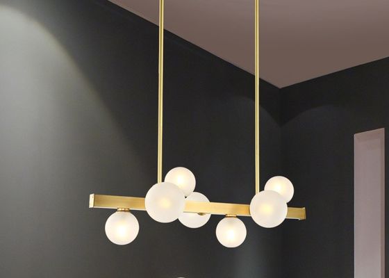 12 luce moderna incandescente del pendente di vetro glassato della palla dell'oro delle teste 113*55cm
