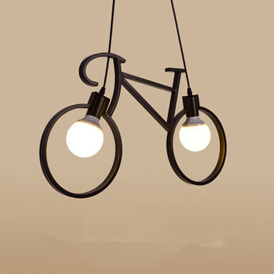 Supporto moderno della luce del pendente del ferro della bicicletta nera bianca E27