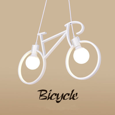 Supporto moderno della luce del pendente del ferro della bicicletta nera bianca E27
