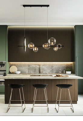 Luce moderna lineare del pendente G9 per il metallo nero del vetro trasparente della cucina della sala da pranzo
