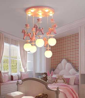 Luce moderna rosa nordica del pendente della sala E27 del bambino con cinque o tre teste
