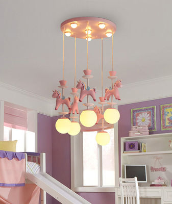 Luce moderna rosa nordica del pendente della sala E27 del bambino con cinque o tre teste