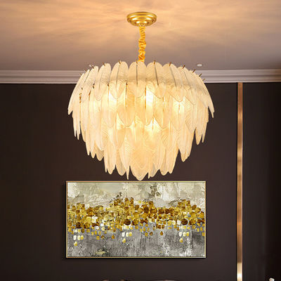 E14 che pranza piuma Crystal Pendant Light Modern Hanging dorato