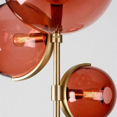 Luce di vetro del pendente di tre palle della decorazione E14 S del ferro dell'interno di doratura moderna