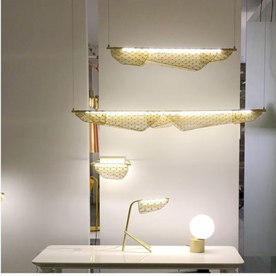 Luce del pendente di Champagne Gold Metal Mesh LED moderna per la casa