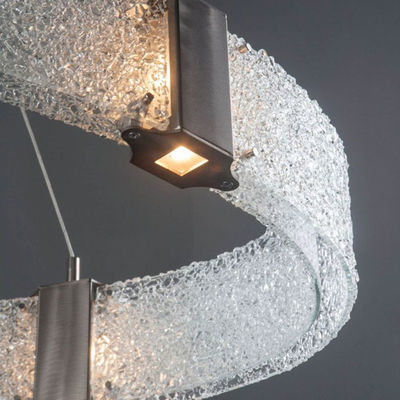 Acciaio inossidabile spazzolato moderno della doppia di Crystal Ring G9 luce di vetro del pendente