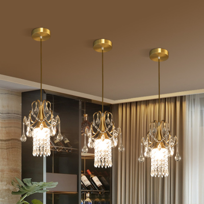 Appartamento su ordinazione Crystal Gold Pendant Light moderno D23*H30cm